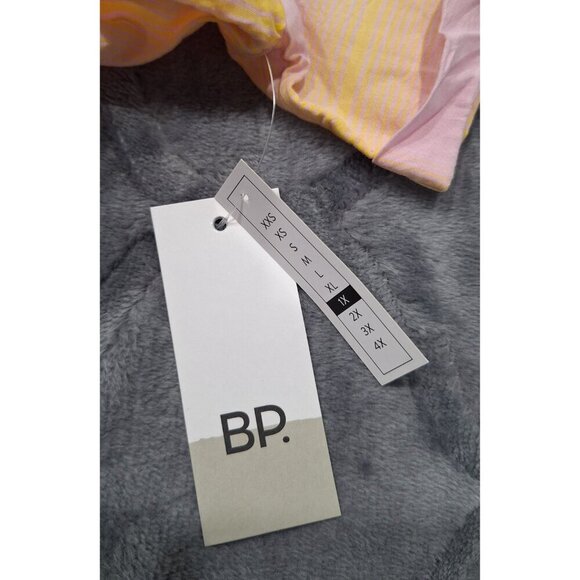 NEW BP Pink and Yellow Windowpane Button-Up Crop Shirt/Sz. 1X - Picture 5 of 5